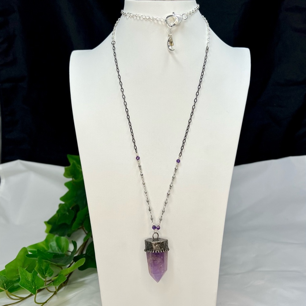 ❌SOLD Amethyst Crystal Point Statement Necklace